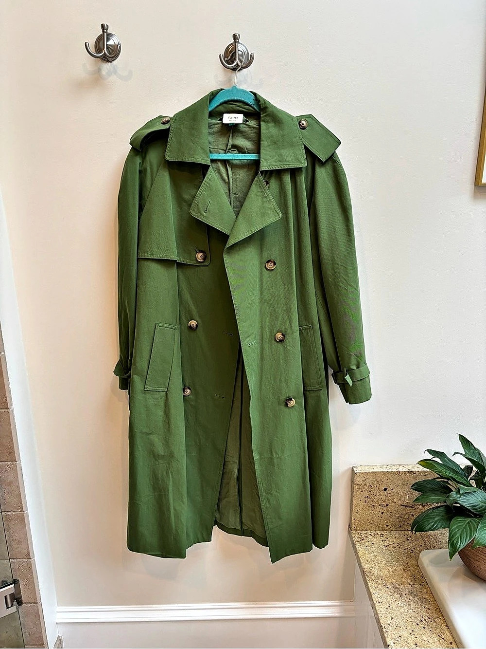 Farm Rio Green Trench Coat Like New